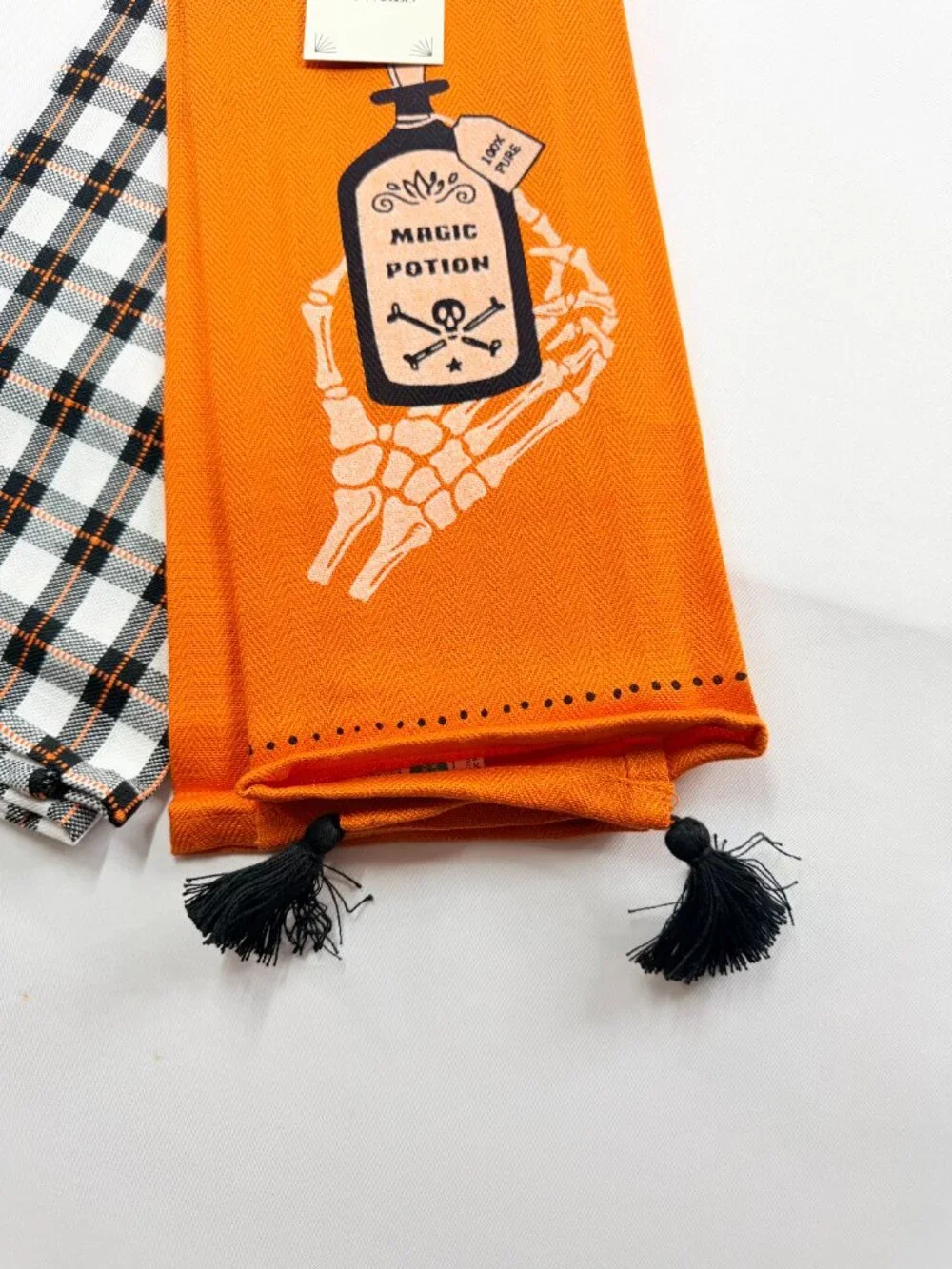 Hyde & EEK! Magic Potion Halloween Kitchen Towels 2 Pack Plaid Ghost NWT
